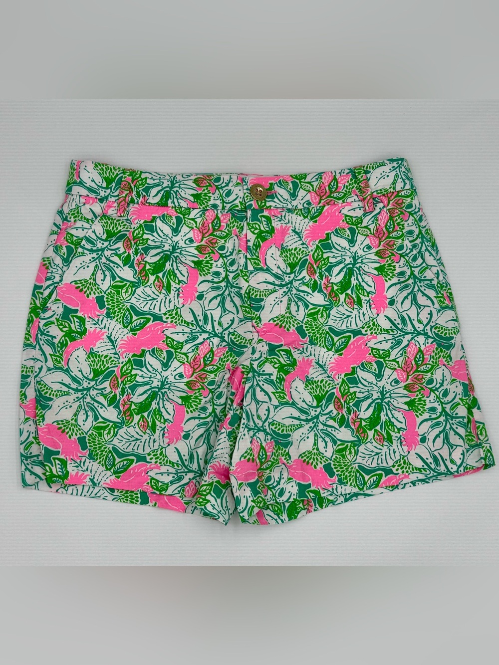 Lilly Pulitzer Callahan Shorts - Size 6 - Pink & Green Flamingo - All Nighter